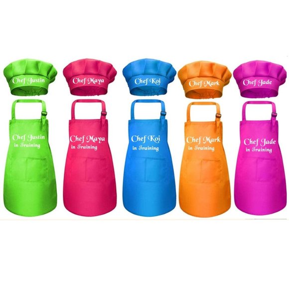 Personalized Size Small Kids Apron & Chef Hat Set - Picture 2 of 10